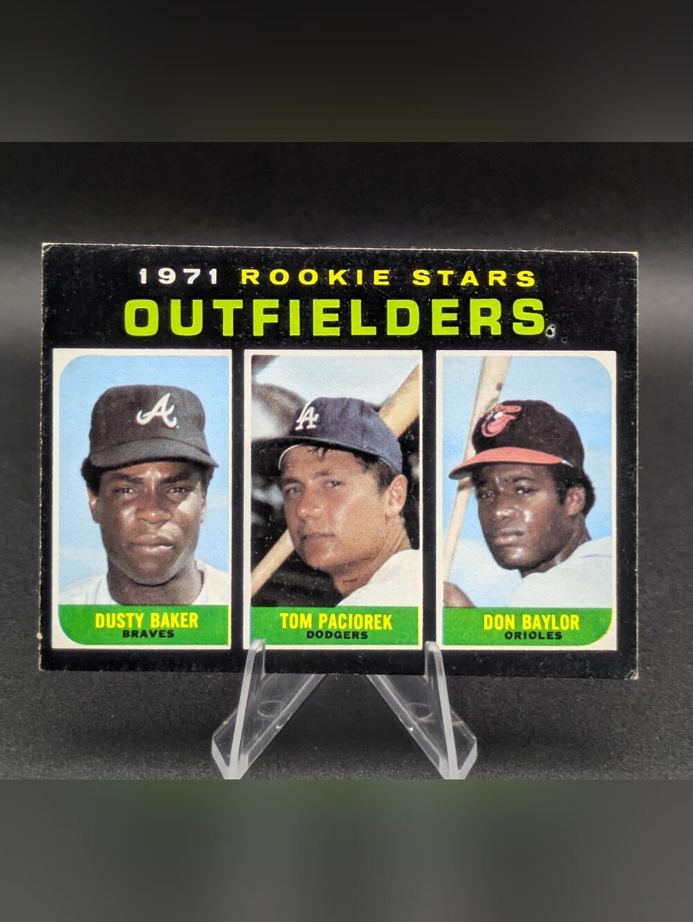 1971 Topps High # Dusty Baker Tom Paciorek Don Baylor Rookie Outfielders #709 RC